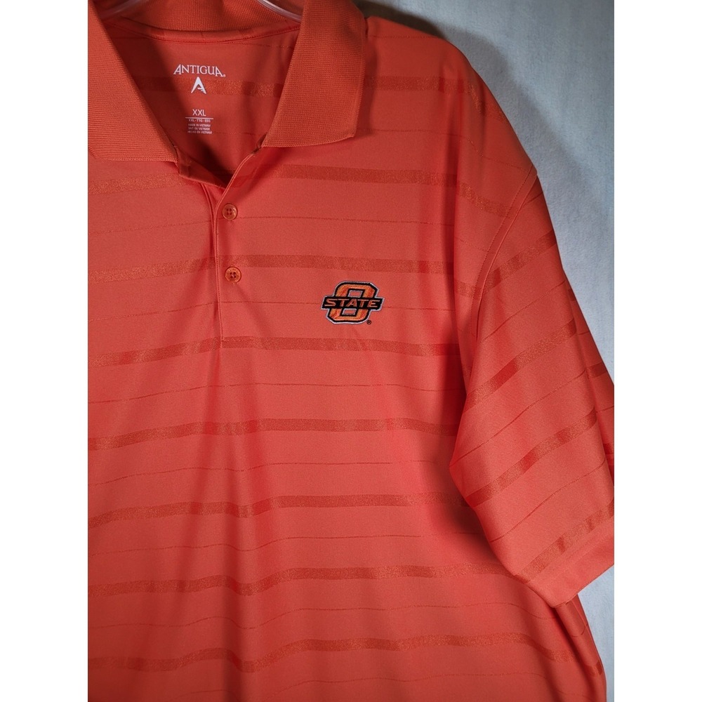Oklahoma State OSU Antigua Orange Striped Logo SS LOGO Shirt Mens Size XXL